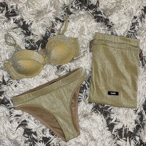 Triangl Dylla Gold Sparkle Bikini Set